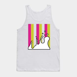 Splatter | Stripes | Pink Green | White Tank Top